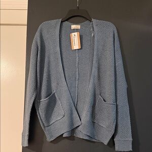 Women's Blue Open-Front Sweater